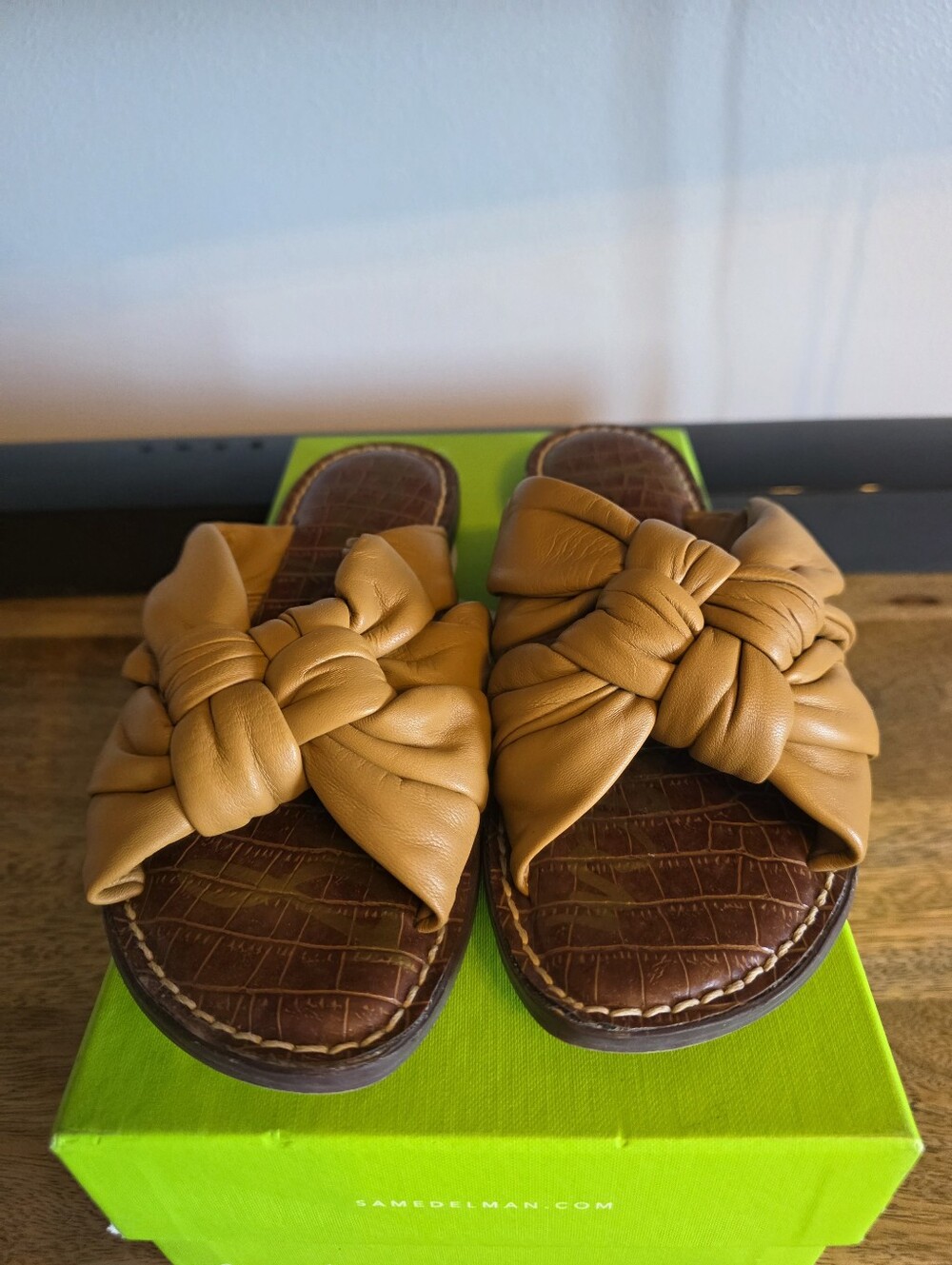 Sam Edelman Womens Tan Knotted Slide Sandals
